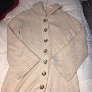Bell sleeve hooded cardigan